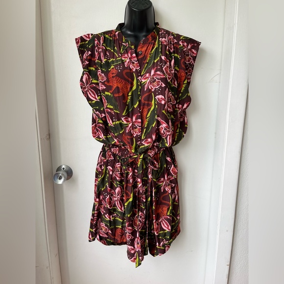 scotch and soda Floral Print Playsuit romper jumpsuit. Tiger tropical print sz L - Picture 5 of 17